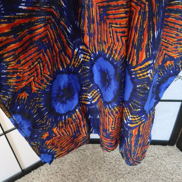 African Vibrant Blue and Orange Kaftan Bubu Gown NWOT 1 Size - Picture 11 of 16